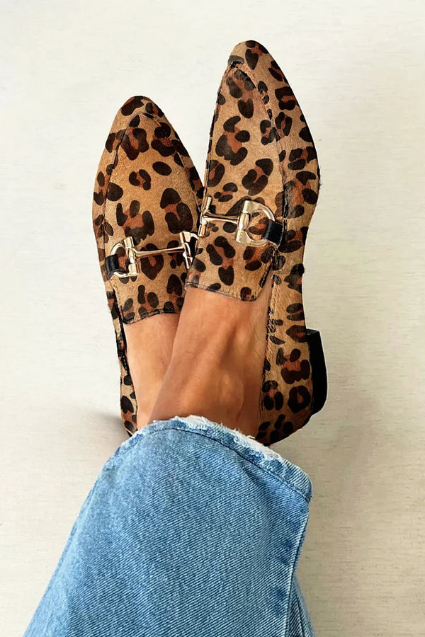 Gia | Leopard Buckle Strap Flats