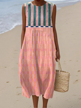 Blythe | Striped Pastel Midi Dress