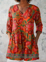 Marion | Vintage Floral V-Neck Blouse