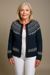 Nina | Navy Fair Isle Knitted Cardigan