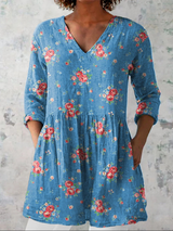 Melanie | Abstract Print V-Neck Blouse