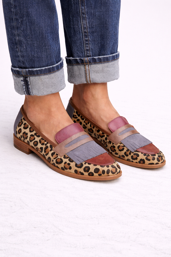 Zelda | Leopard Loafers with Lilac Trim