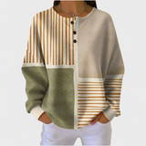Luna | Beige Jumper with Striped and Patchwork Pattern