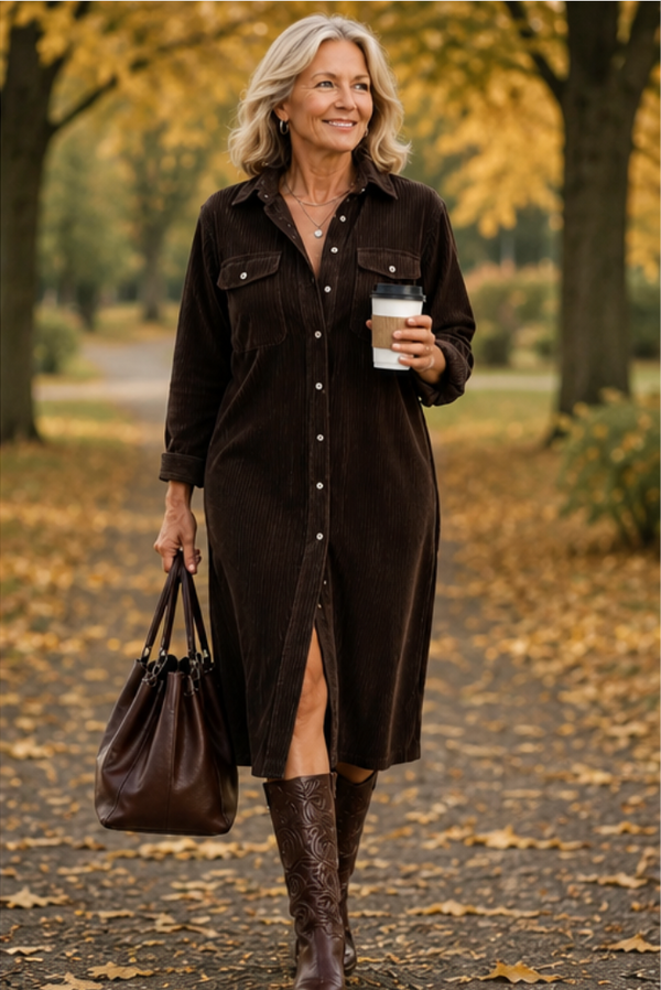 Isabel | Classic Corduroy Midi Dress