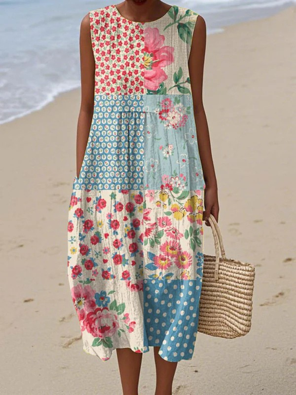 Theodora | Patchwork Midi Dress