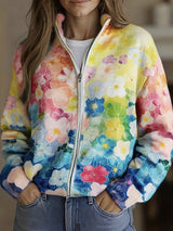 Natalie | Watercolour Floral Zip-Up Cardigan