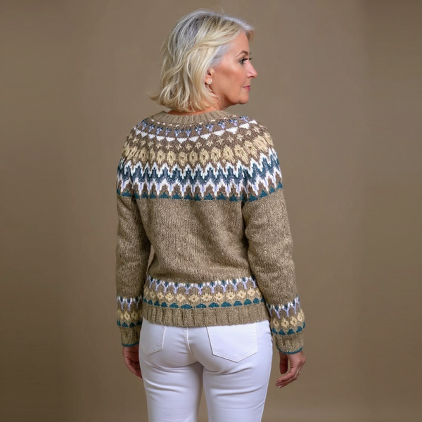 Cleo | Camel and Teal Icelandic Cardigan