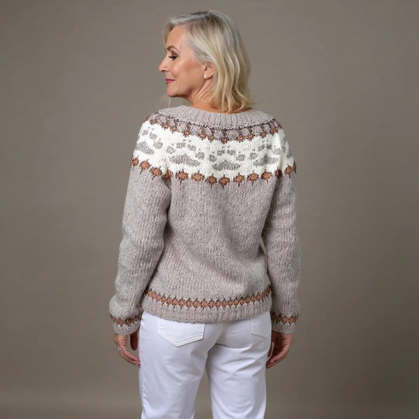 Maya | Oatmeal and Rust Icelandic Cardigan