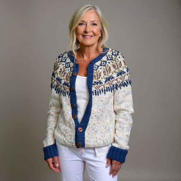 Harper | Cream and Navy Icelandic Cardigan