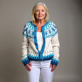 Maeve | Cream and Blue Icelandic Cardigan