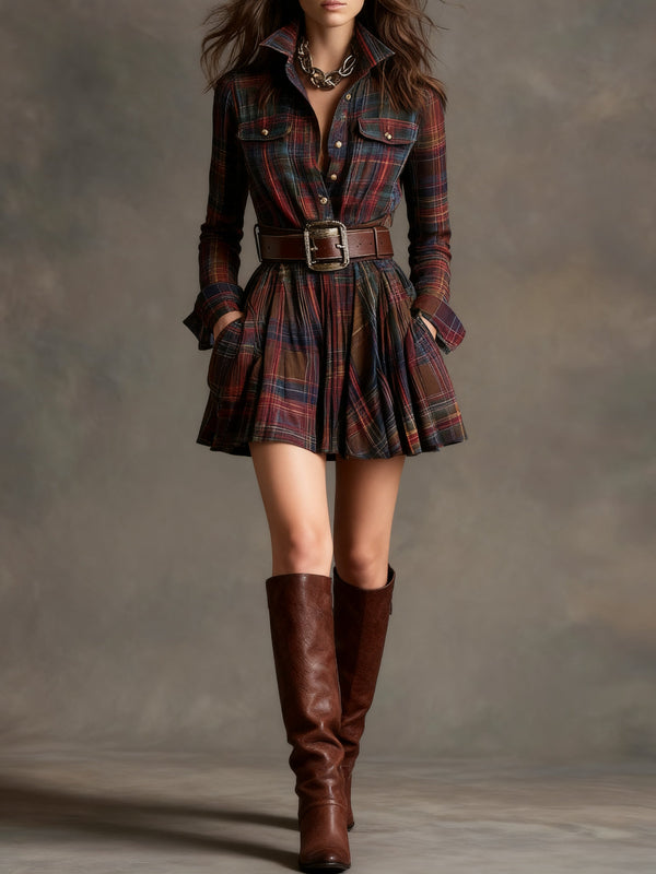 Magdalena | Elegant Short Check Dress