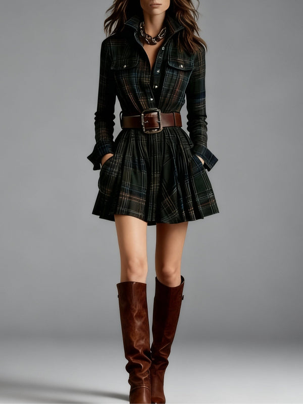 Magdalena | Elegant Short Check Dress