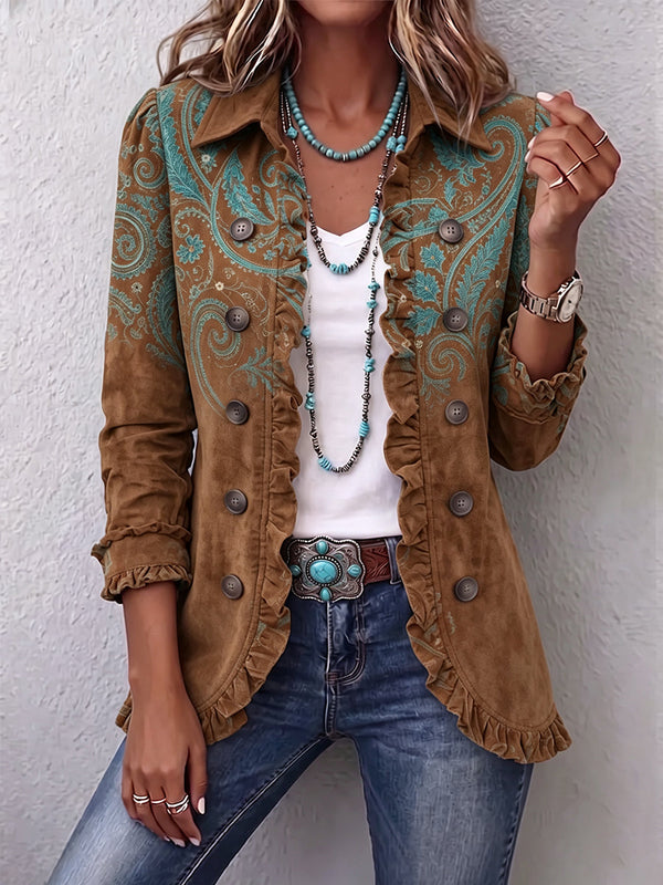 Grace | Caramel and Teal Paisley Jacket
