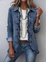 Amelia | Blue Denim Ruffle Jacket
