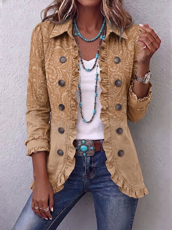 Chloe | Camel Western Ruffle Jacket