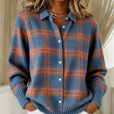 Zara | Warm Blue Checked knitted jacket