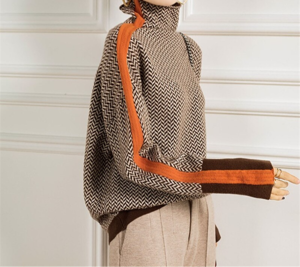 Famke | Luxe Roll Neck in Chevron