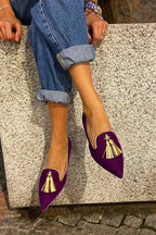 Portia | Plum Tassel Flats