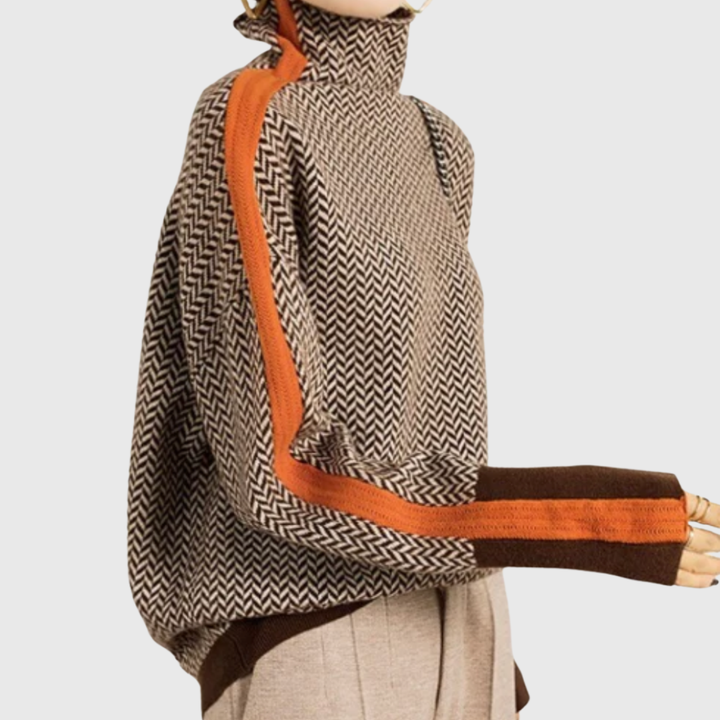 Famke | Luxe Roll Neck in Chevron