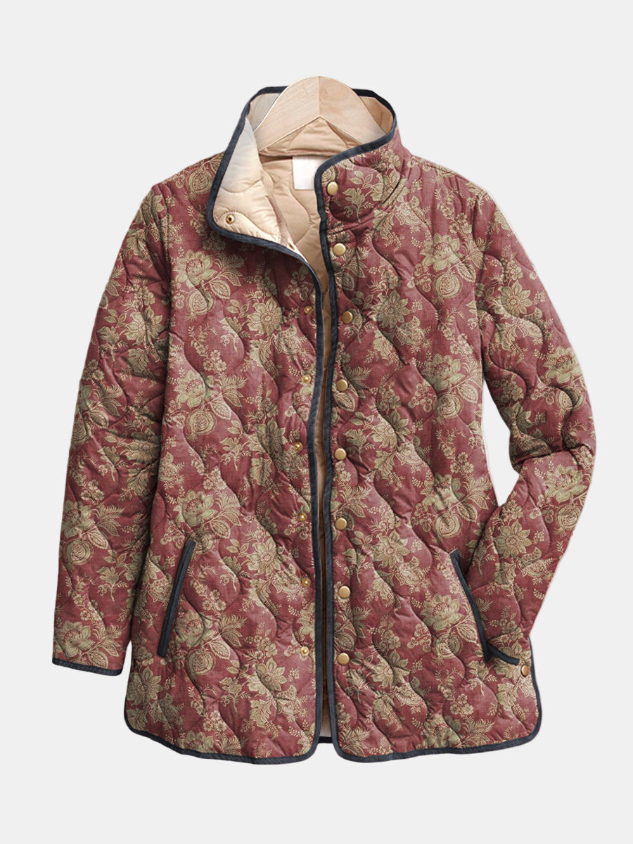 Lydia | Plum Damask Quilted Jacket