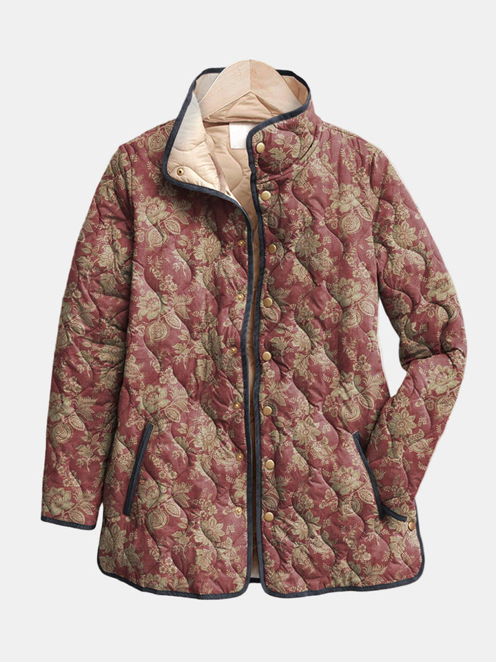 Lydia | Plum Damask Quilted Jacket