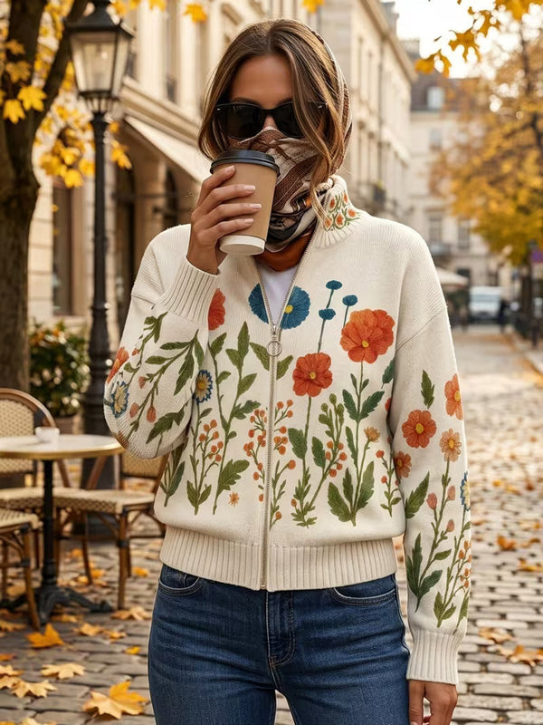 Briony | Wildflower Meadow Zip-Up Cardigan