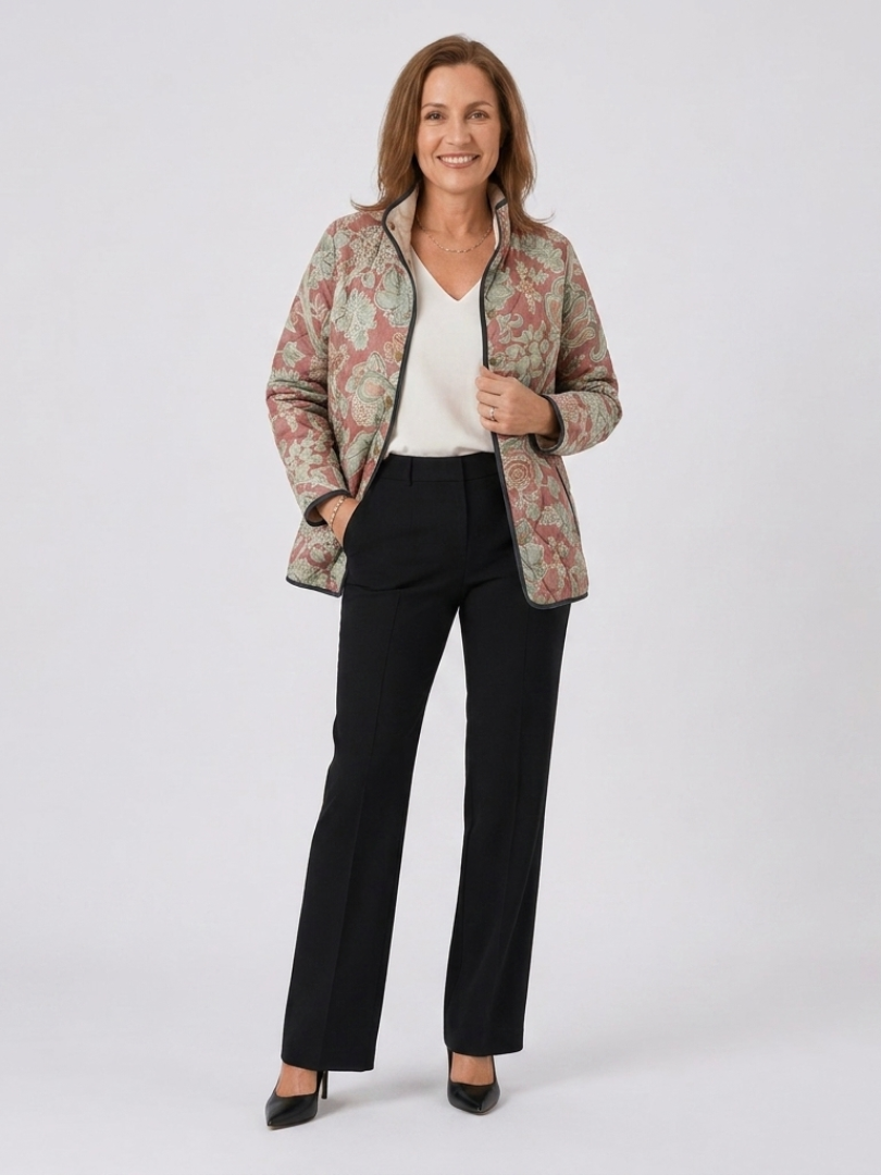 Cordelia | Terracotta Damask Quilted Jacket