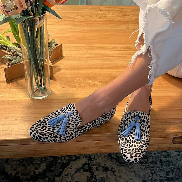 Gwenn | Snow Leopard Tassel Loafers