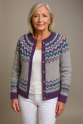 Naomi | Grey and Purple Icelandic Cardigan