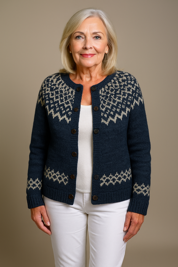Nina | Navy Fair Isle Knitted Cardigan