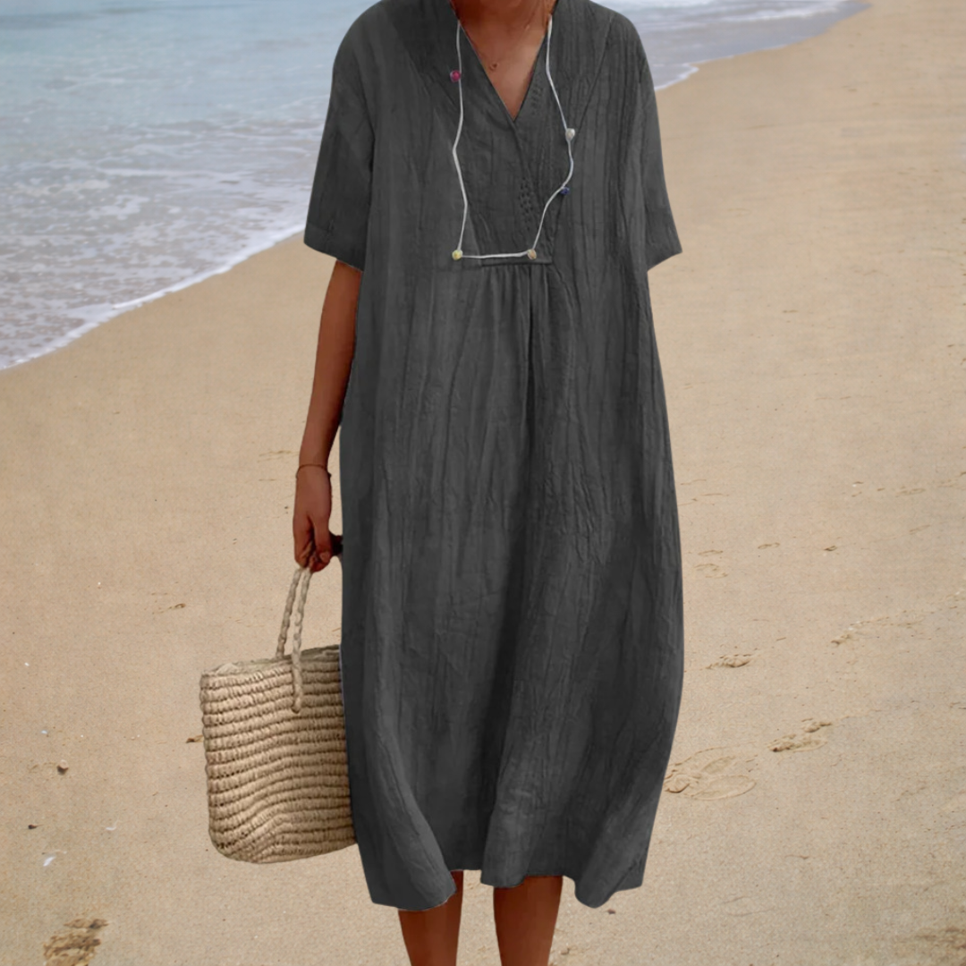 Casual | Subtle V-Neck Long Dress