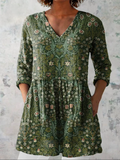 Julie | Sage Print V-Neck Blouse