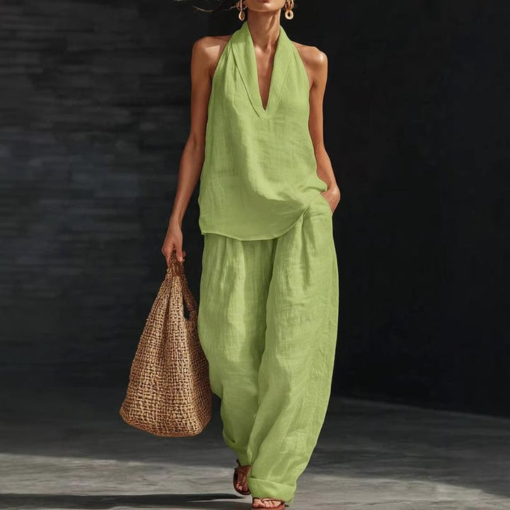 Hildegard | Two-Piece Set in Textured Linen Fabric