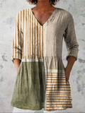 Camille | Neutral Stripe V-Neck Blouse
