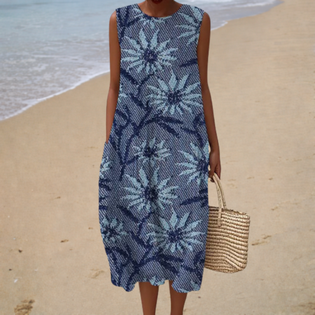 Floral | Elegant Sleeveless Midi Dress