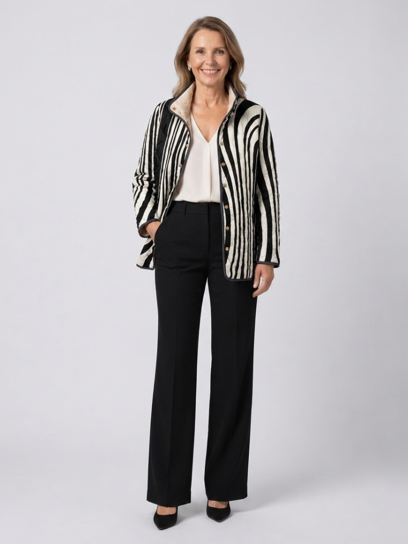 Edith | Graphic Quilted Zebra Jacket