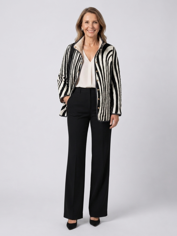 Edith | Graphic Quilted Zebra Jacket