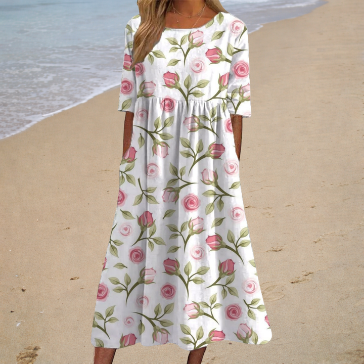 Romantic | Soft Round-Neck Midi Dress