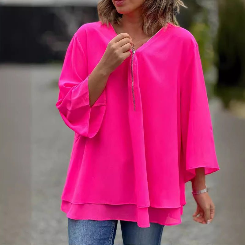 Lorelai | Chiffon Zip Blouse