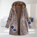 Noemi | Taupe Mandala Fleece-Lined Hooded Coat