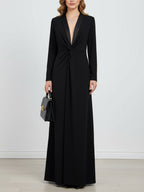 Kara | Long-Sleeve Deep V-Neck Maxi Dress