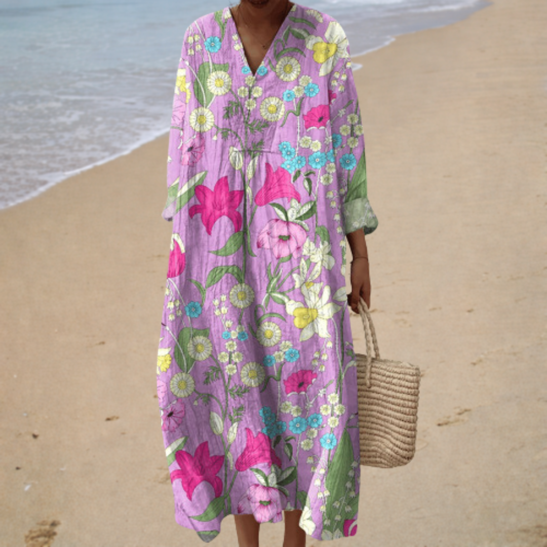 Floral | Elegant Long Sleeve Maxi Dress