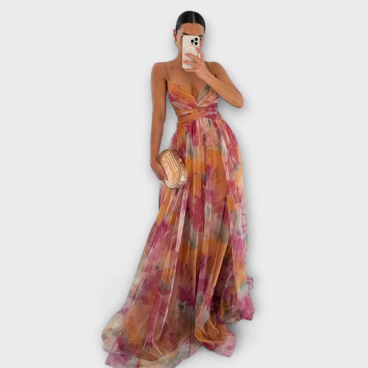 Annai Mesh Maxi Dress | Elegant and Figure-Shaping