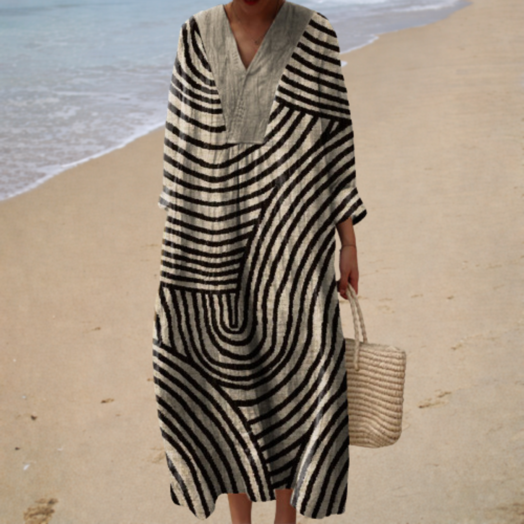 Graphic | Wide-Sleeve Long Dress