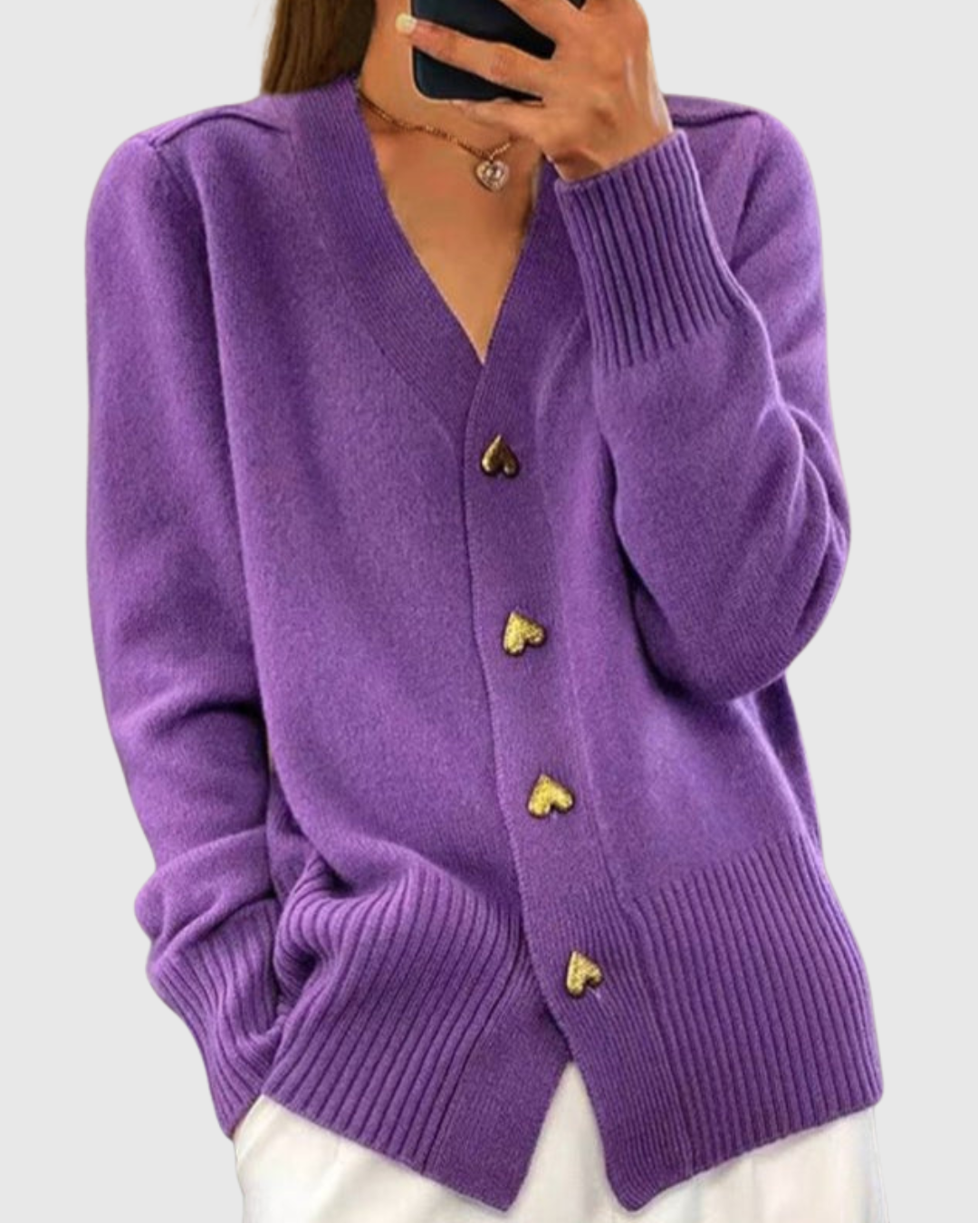 LIORA | HEART BUTTON CARDIGAN