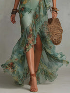 Aurora | Floral Maxi Dress with Romantic Asymmetric Hem