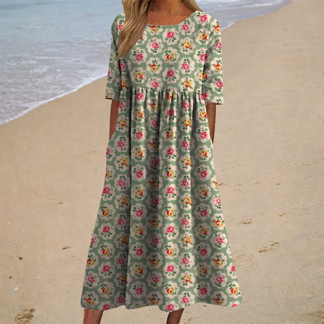 Romantic | Soft Round-Neck Midi Dress