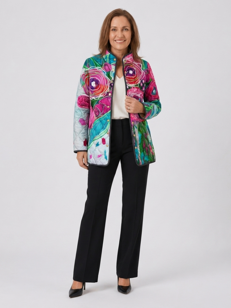 Iris | Watercolour Floral Quilted Jacket