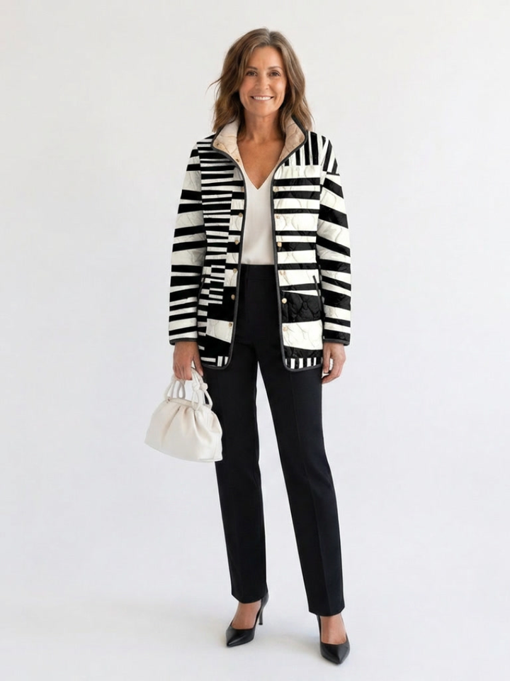 Georgina | Graphic Stripe Quilted Jacket