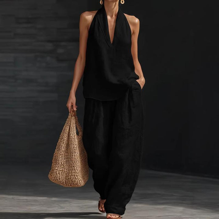 Hildegard | Two-Piece Set in Textured Linen Fabric